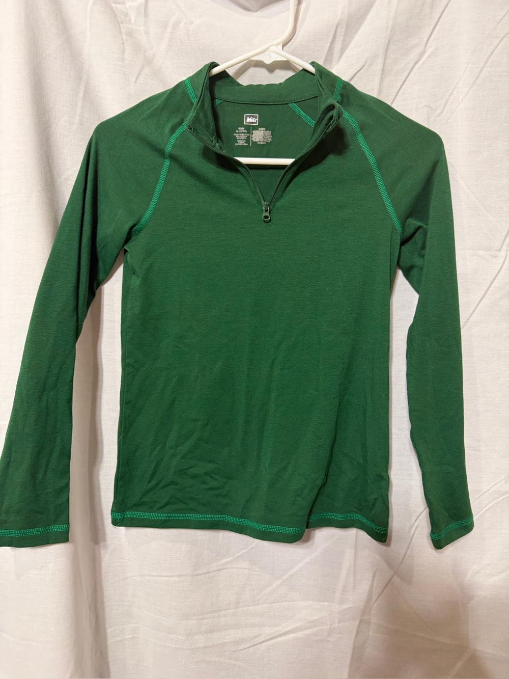 REI Green Long-Sleeve Half-Zip Kids Base Layer Shirt